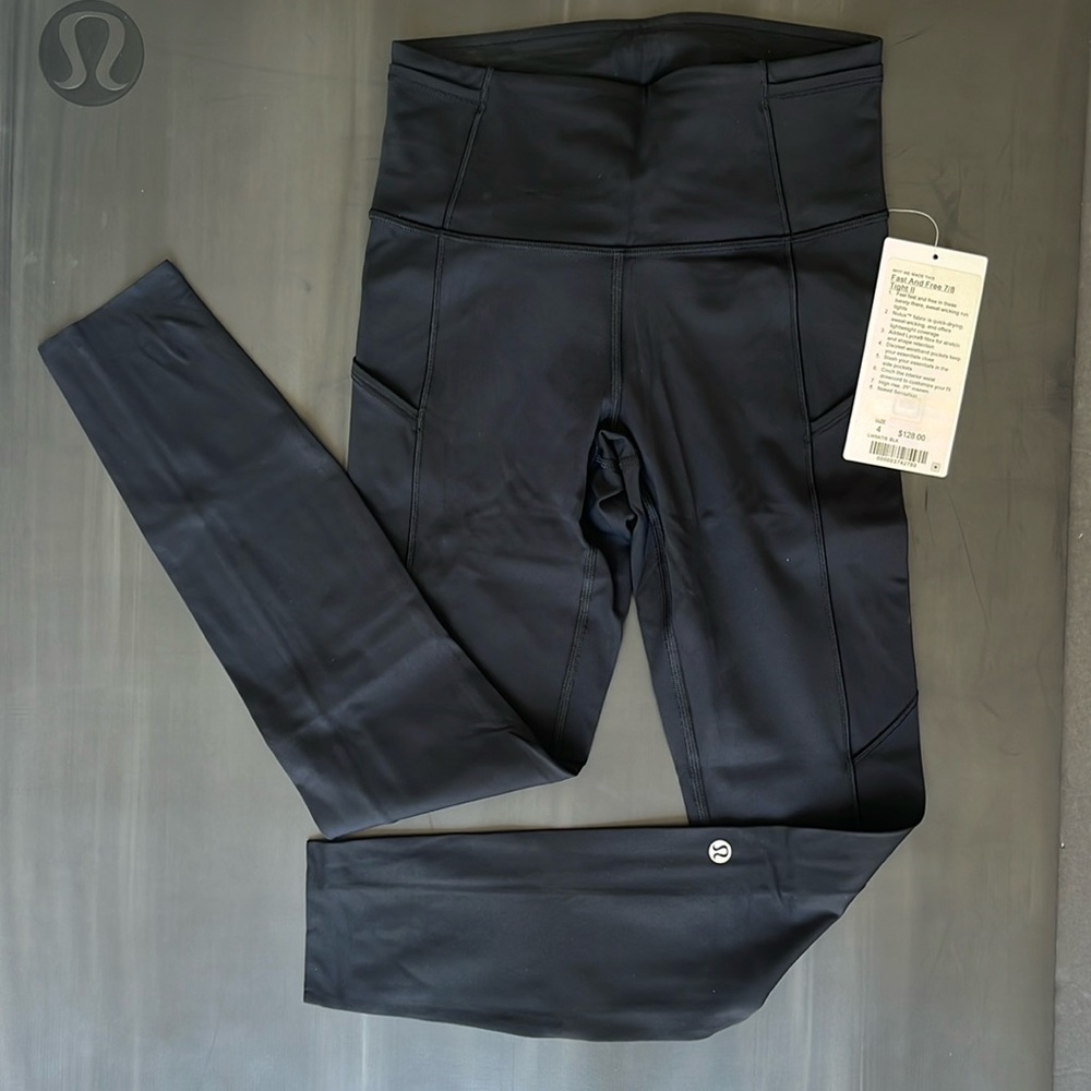 lululemon Fast & Free 7/8 Tight II High Rise Nulux 25" Black 4 NWT *Discontinued - Picture 1 of 5